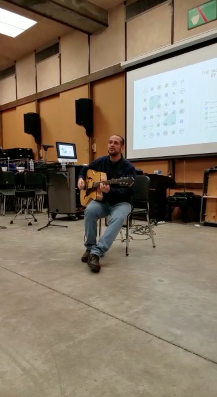 Pedro Barboza impartiendo Motivos de tres notas en Montana State University